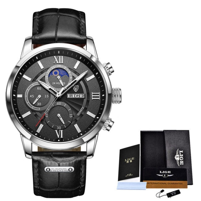 Leather Waterproof Luminous Top Brand Luxury Mens Quartz Wrist Watch