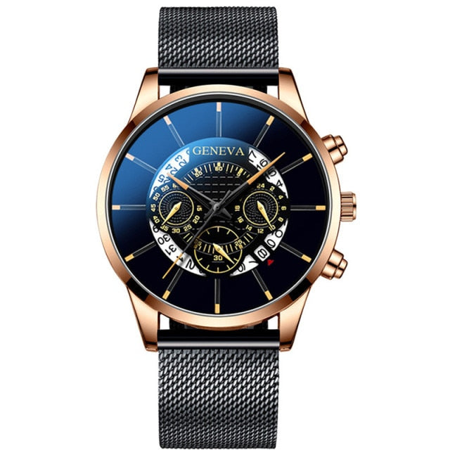 Stainless Steel Watches Luxury Men Business Calendar Quartz Wrist Watch